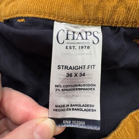 Chaps Pants Mens 38x32 Corduroy Tan Straight Fit Preppy Retro Classic Academia‎ - Picture 6 of 16